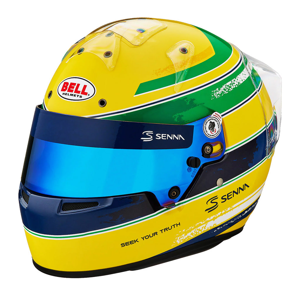 Bell KC7 youth karting helmet Snell-FIA CMR-2016 certified with Ayrton Senna custom livery