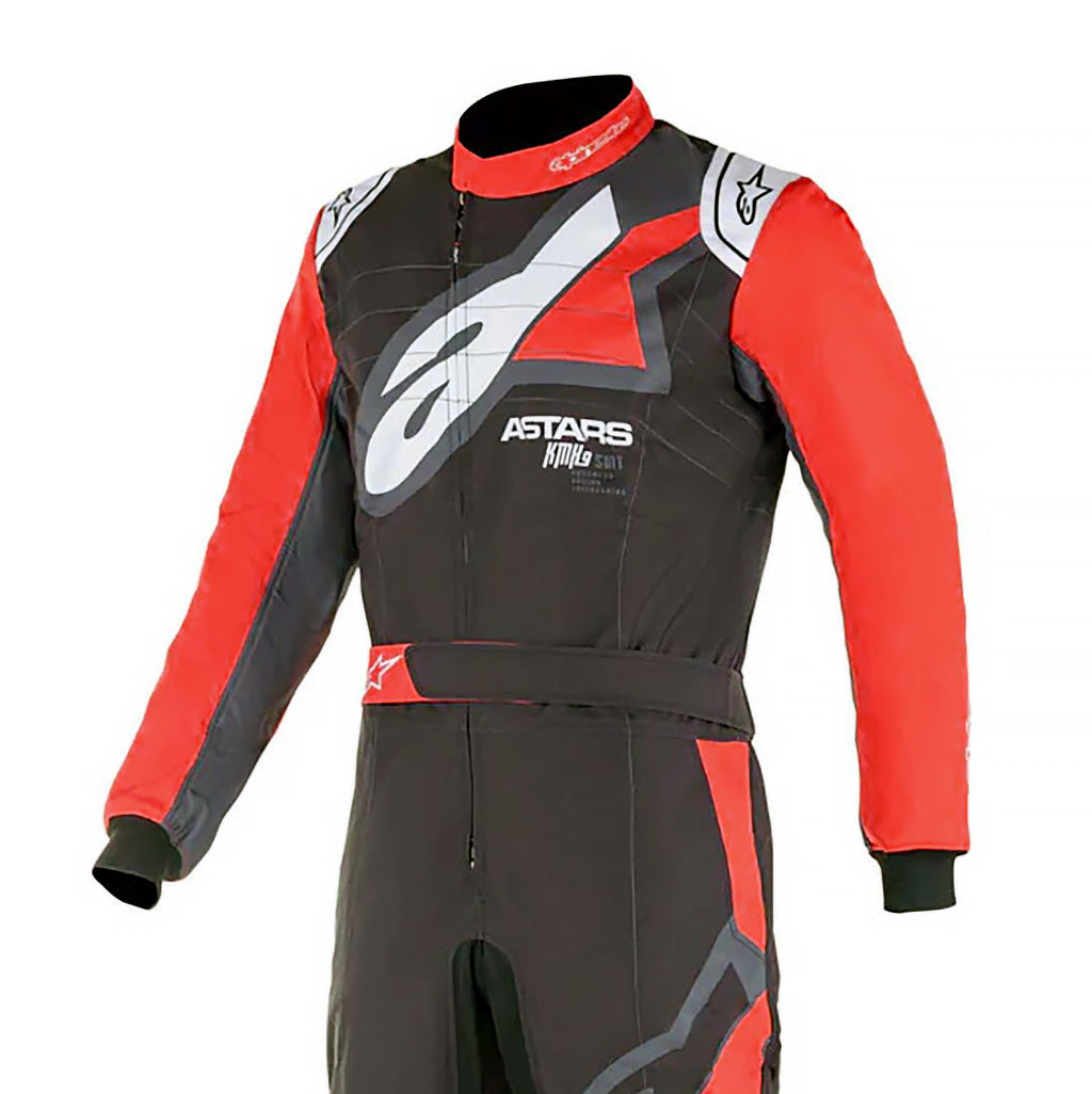 Alpinestars KMX-9 v2 Graphic 1 youth karting suit in Black/Red/White colorway
