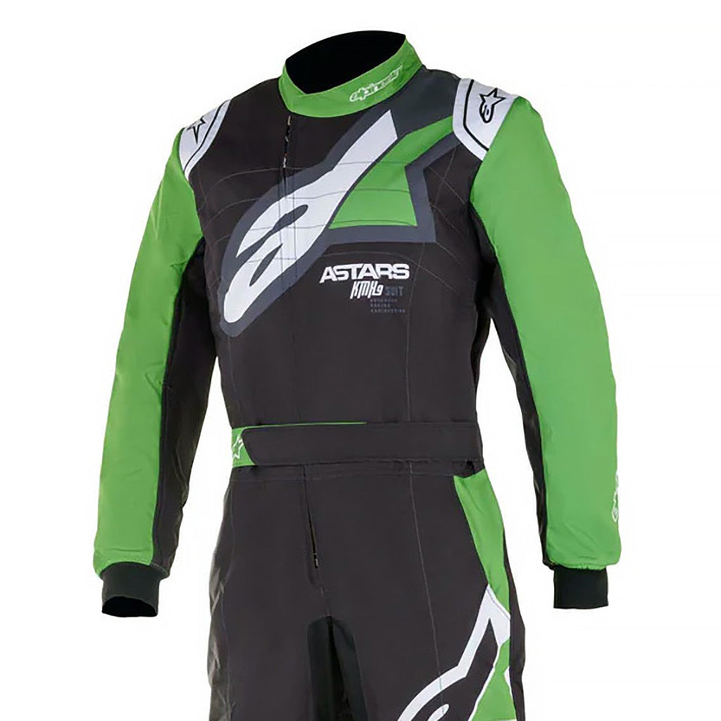 Alpinestars Black/Green/White KMX-9 v2 Graphic 1 kart racing suit front main image