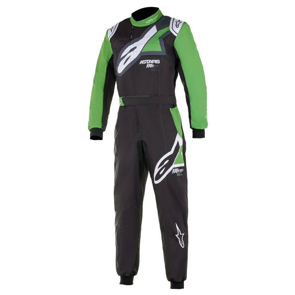Alpinestars Black/Green/White KMX-9 v2 Graphic 1 kart racing suit front