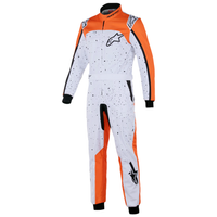 Thumbnail for Orange and white racing suit with black accents on a white background