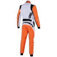 Thumbnail for Orange and white kart racing suit with black accents on a white background