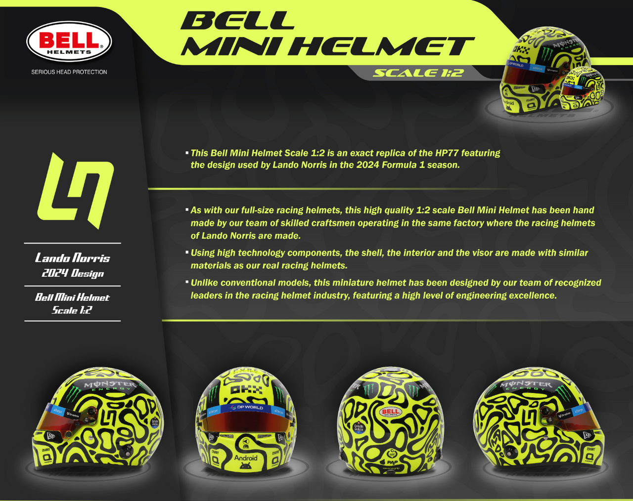 Bell HP77 Lando Norris 1:2 Scale F1 Mini Helmet