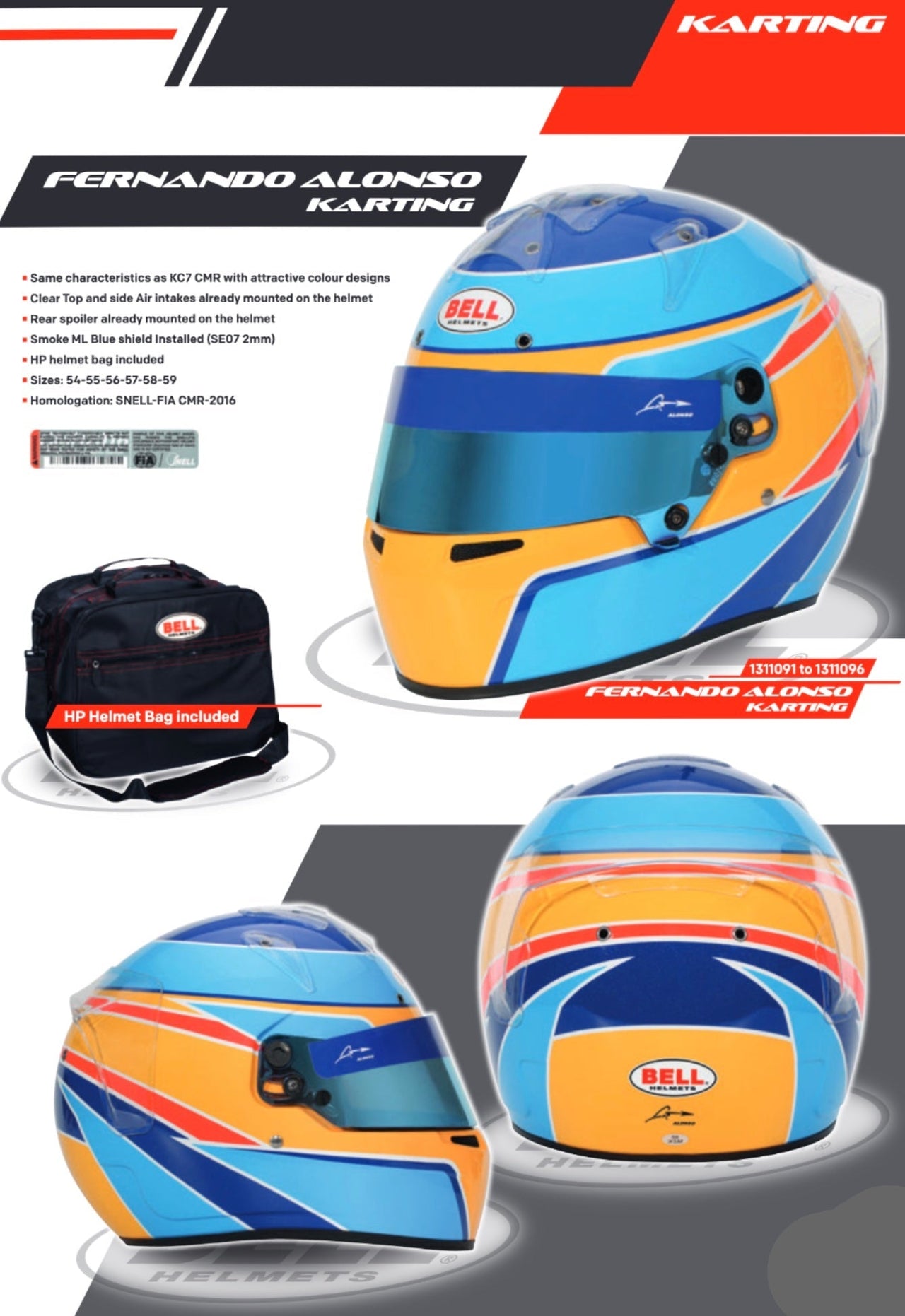 bell f1 helmets Bell KC7 CMR Fernando Alonso Helmet in stock