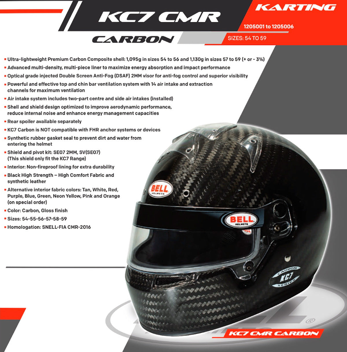 Bell KC7 CMR Carbon Fiber Karting Helmet | FIA CMR-2016