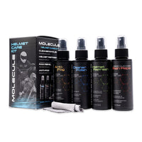 Thumbnail for Molecule helmet care kit with bottles and packaging on a white background