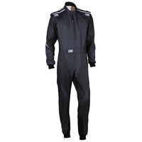Thumbnail for Black racing suit with OMP branding on a white background