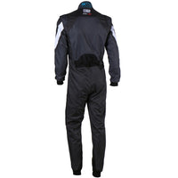 Thumbnail for Black racing suit with white accents on a white background
