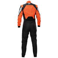 Thumbnail for Orange and black racing suit with visible branding on a white background
