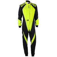 Thumbnail for Black and yellow racing suit with OMP branding on a white background