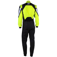 Thumbnail for Yellow and black racing suit with OMP branding on a white background