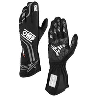 Thumbnail for OMP KS-3X black kart racing gloves with high-grip silicone palms