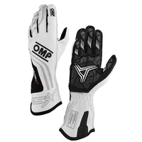 Thumbnail for OMP KS-3X karting gloves in white with black accents