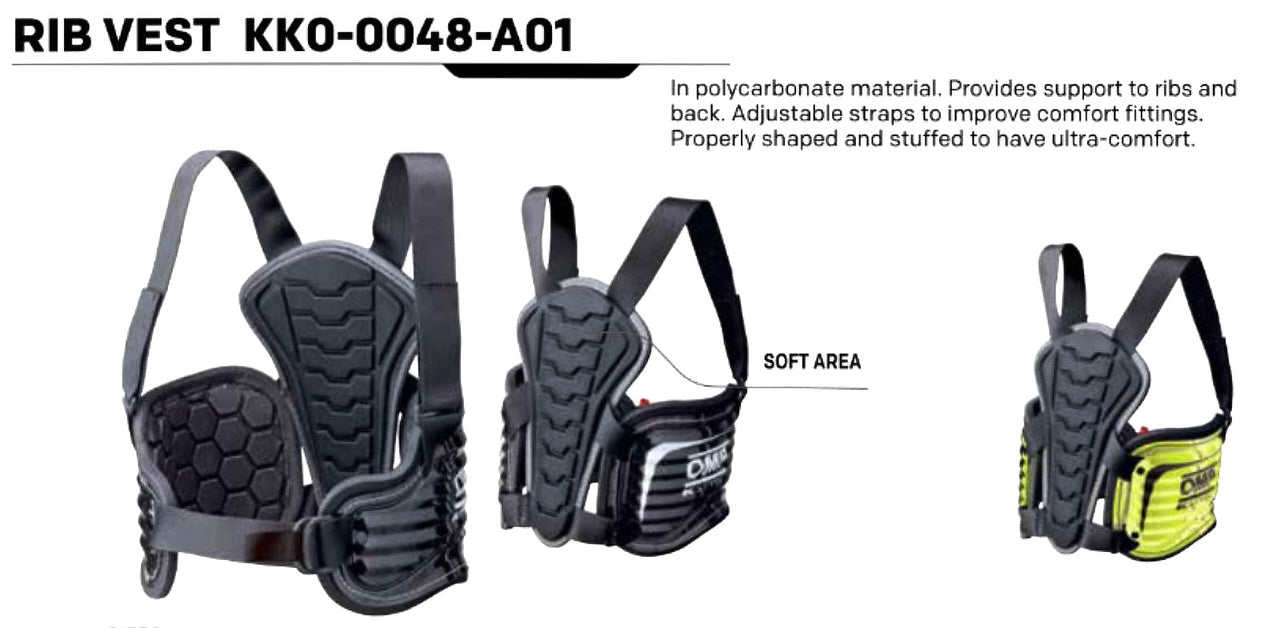 impact-absorbing padding on the OMP KS karting rib protector