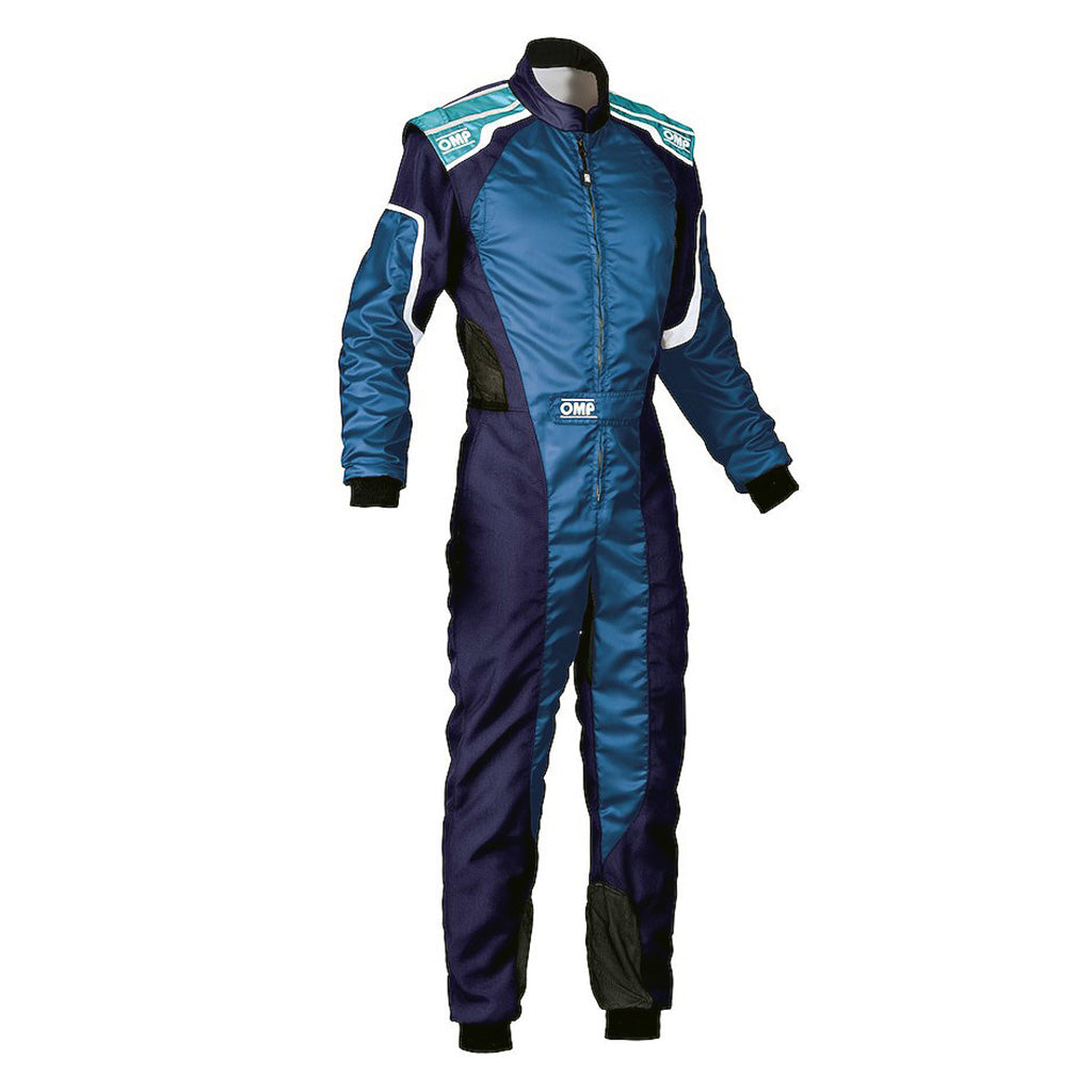 Navy blue and light blue OMP KS-3 karting suit