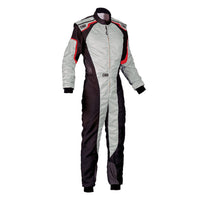 Thumbnail for Silver black and red OMP KS-3 kart racing suit