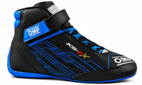 Thumbnail for OMP KS-2X kart racing shoe in black and blue, shown in a straight right-facing side view on a white background.