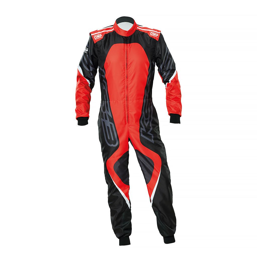 OMP kart racing suit KS-3X Art in black & red front view