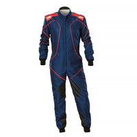 Thumbnail for Blue racing suit with red accents on a white background