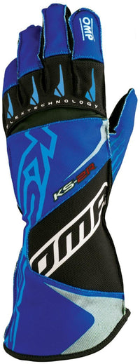 Thumbnail for OMP_ksr2-Kart_Racing_Glove_Blue/black_Front_Image