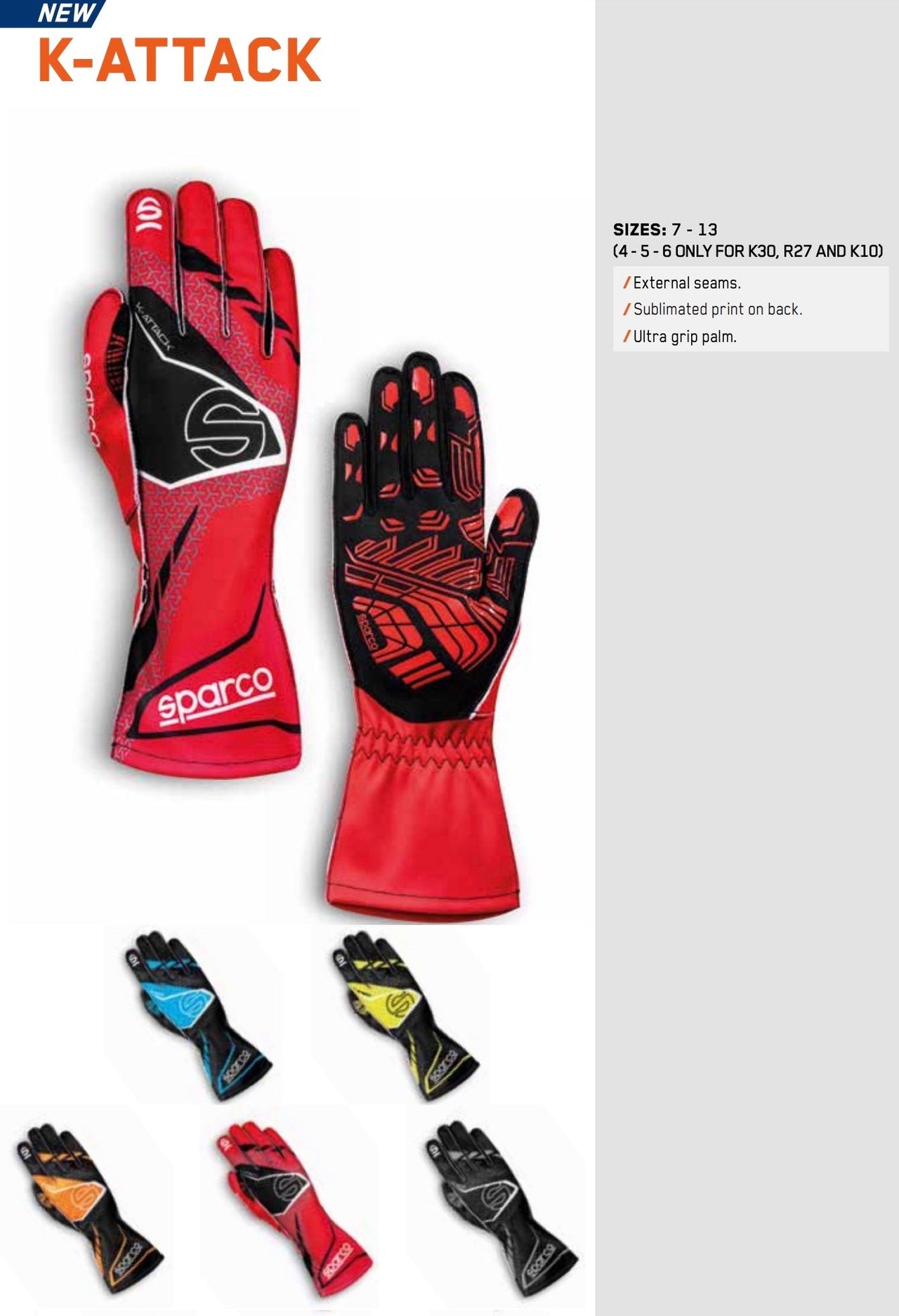 sparco gaming handschuhe Sparco K-Attack Karting Gloves 4 / Red/Black