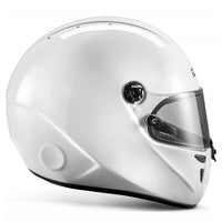 Thumbnail for White kart racing helmet with clear visor on a white background