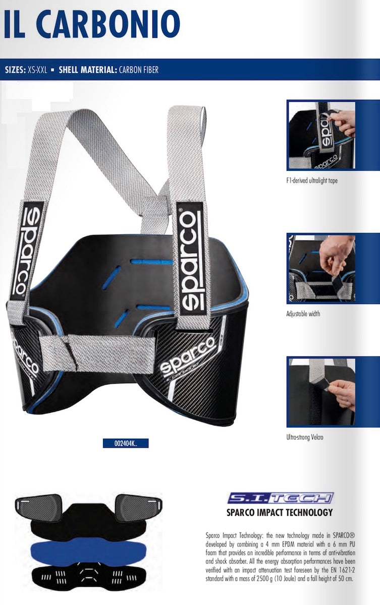 Rib Protector Racing Sparco Carbon Kart Racing Rib Protector in stock @ Competition Karting