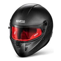 Thumbnail for Sparco Stealth Carbon Fiber kart racing helmet with red interior padding