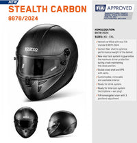 Thumbnail for Stealth Carbon helmet by Sparco with FIA approval details on a white background