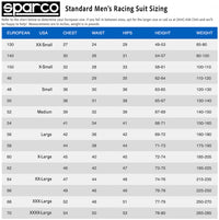 Thumbnail for Sparco standard men's racing suit sizing chart