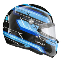 Thumbnail for FIA CMR approved Stilo ST6 Carbon Lite Blue kart racing helmet with advanced ventilation system