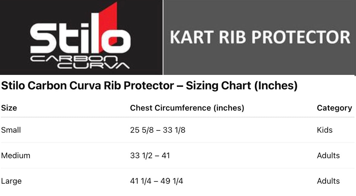 Stilo_Carbon_Curva_Rib_Protector-Size-Chart_Image