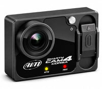 Thumbnail for AiM SmartyCam4 Corsa angled view showcasing wide lens, side controls, and LED status lights on a clean white background.