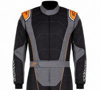 Thumbnail for Alpinestars KMX-3 v2 kart racing suit in black, anthracite, and orange shown front-facing from the waist up on a white background