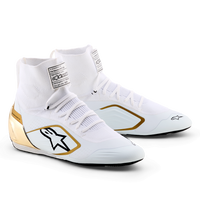 Thumbnail for Alpinestars Supertech K karting shoes in white and gold front angle view