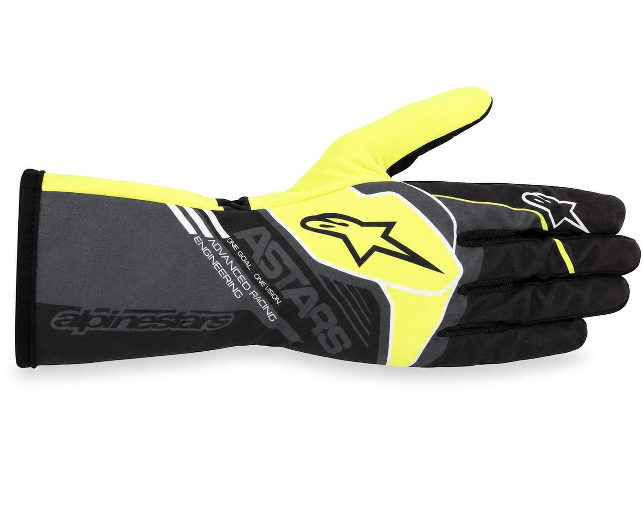 Alpinestars Tech-1 K Race v2 Corporate karting gloves in black and yellow facing right on a white background
