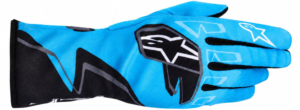 Alpinestars Tech-1 K Race V2 Graphic 1 karting glove in blue and black facing right on a white background