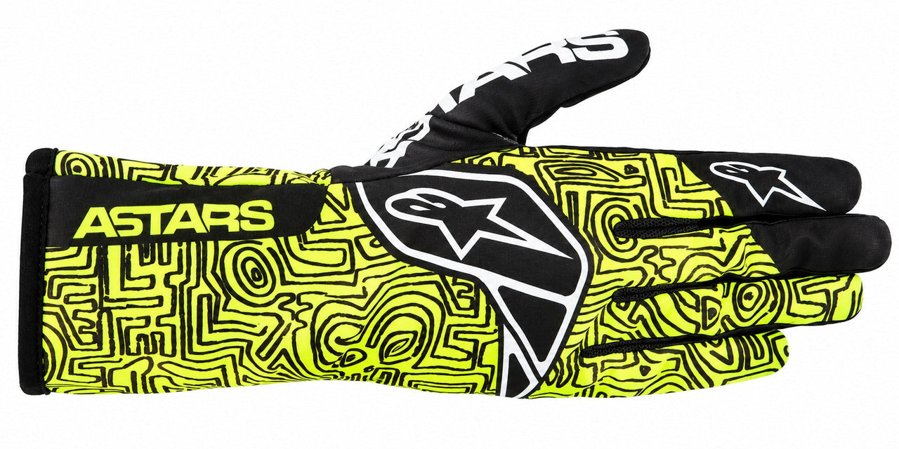 Alpinestars Tech-1 K Race v2 Vertical karting gloves in black and yellow facing right on a white background