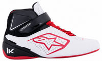 Thumbnail for Alpinestars Tech-1 K Youth v2 karting shoe in white, red, and black, shown in a straight right-facing side view on a white background.