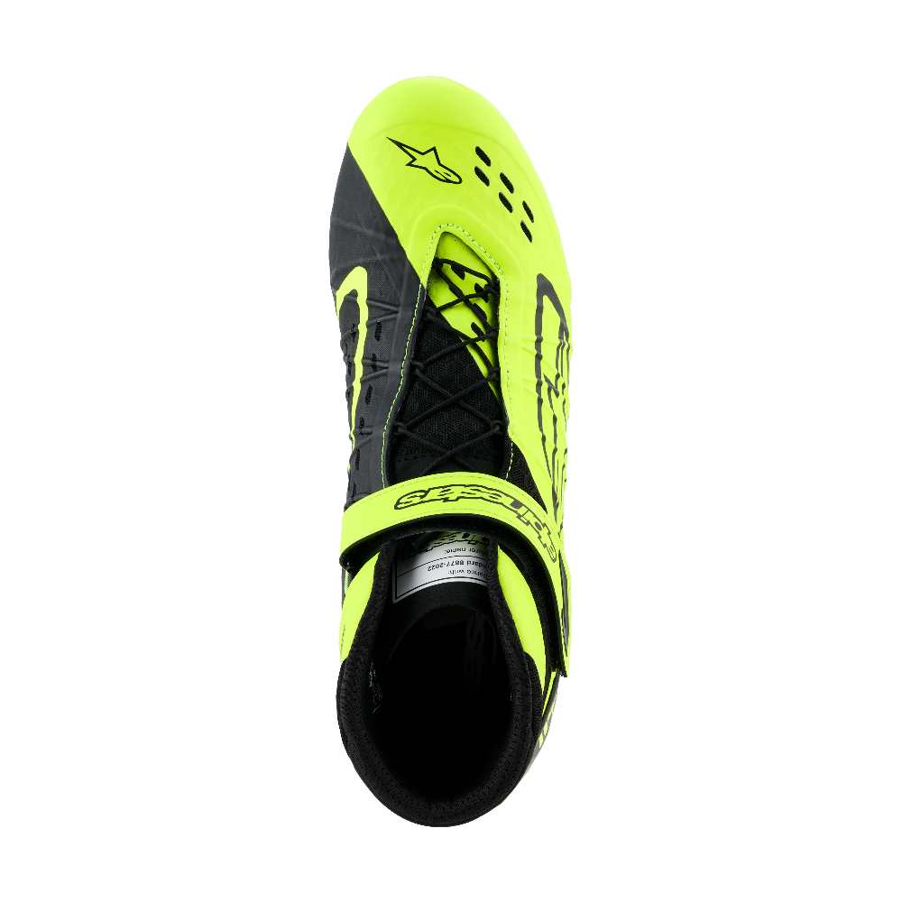Alpinestars Tech-1 KX v3 karting shoes yellow fluo black top view