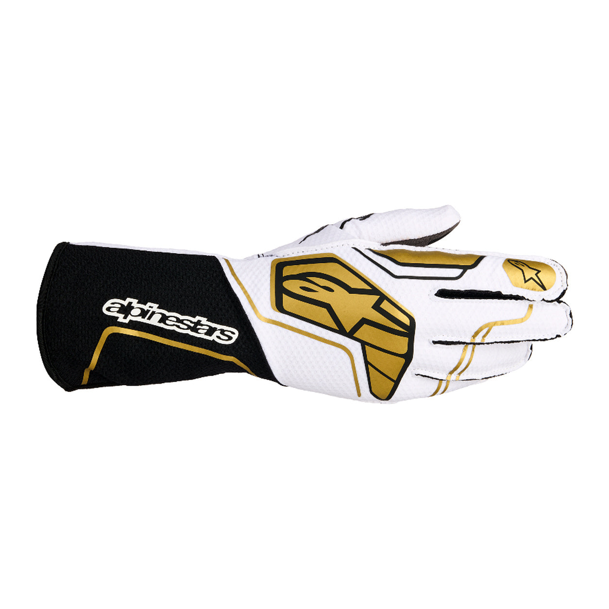 Alpinestars Tech-1 KX v4 Karting Glove in white black and gold facing right
