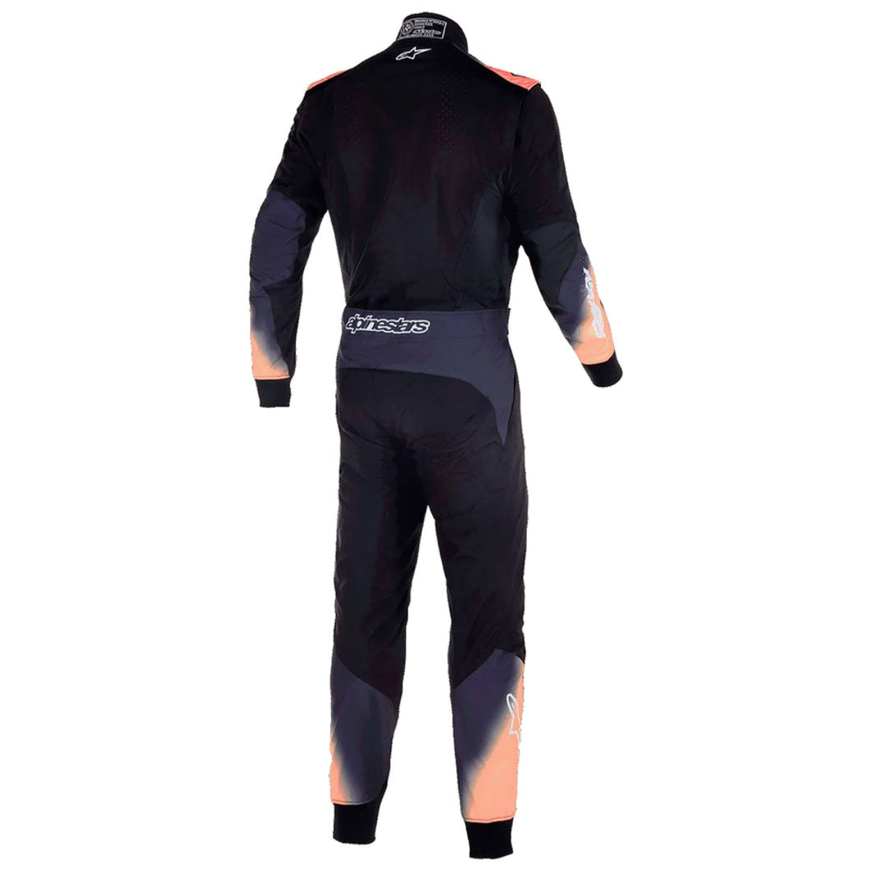 Alpinestars KMX-5 V3 Karting Suit in black, white, and orange rear view