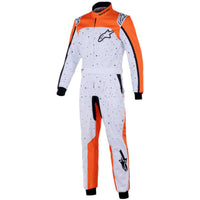 Thumbnail for Alpinestars KMX-9 V3 Graphic 6 Kart Racing Suit in white and orange front view