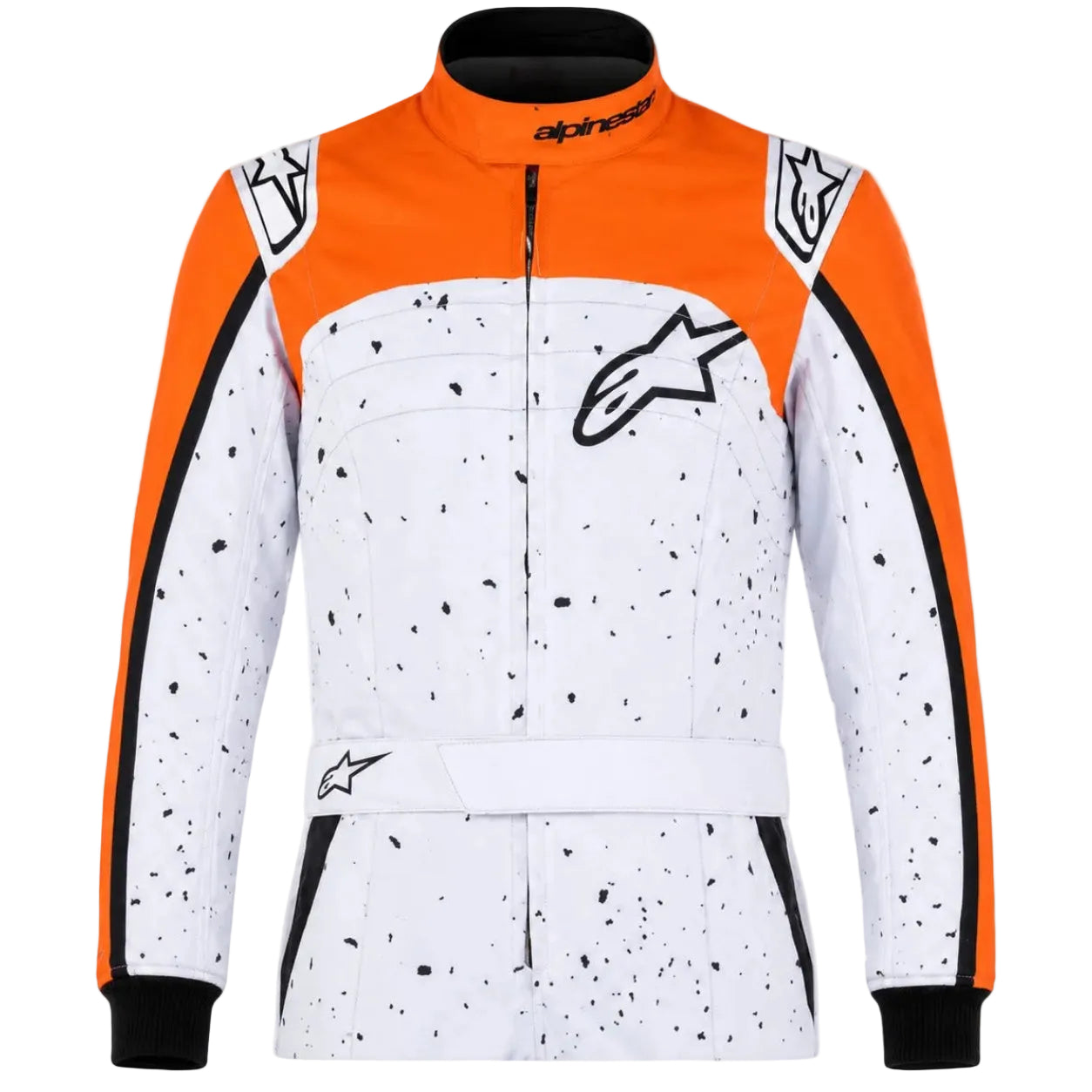 Alpinestars KMX-9 V3 Graphic 6 Kart Racing Suit in white and orange
