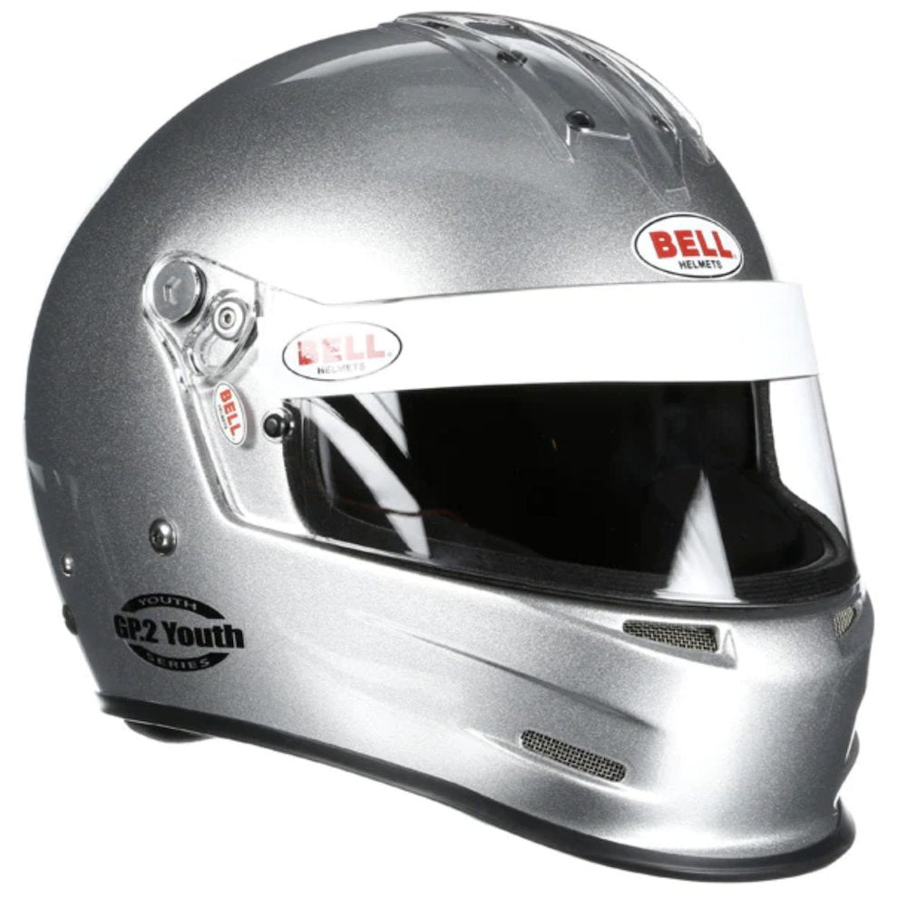 bell gp3 helmet for sale Bell GP2 Youth Kart and Auto Racing Helmet SFI 24.1, SFI 24.1 | Metallic Silver