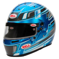 Thumbnail for Bell KC7 CMR Champion Pro Series karting helmet blue left front angle carbon shell youth racing helmet