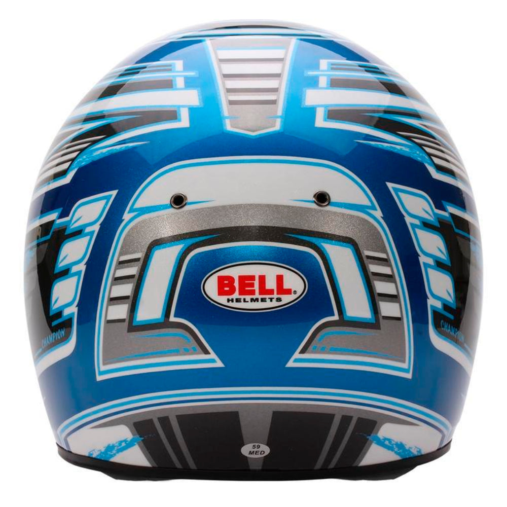 Bell KC7 CMR Champion Pro Series karting helmet rear view highlighting shell contours and rear vents
