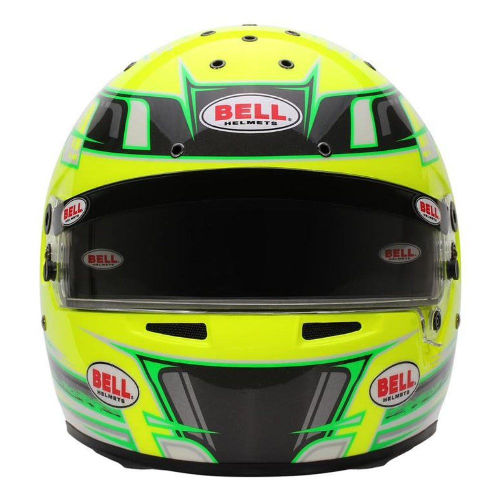 Bell KC7 CMR Champion Pro Series karting helmet front view with visor and ventilation ports high visibility design