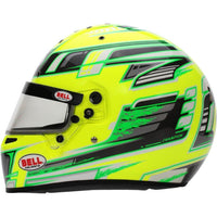 Thumbnail for Bell KC7 CMR Champion Pro Series karting helmet yellow left side profile showing aerodynamic shell and graphics