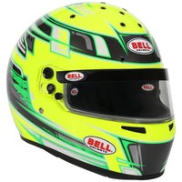 Thumbnail for Bell KC7 CMR Champion Pro Series karting helmet yellow right front angle with visor and chin vent detail